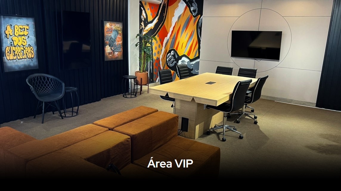 Área VIP do BlackFrame Studios para clientes, palestrantes e equipe de produção