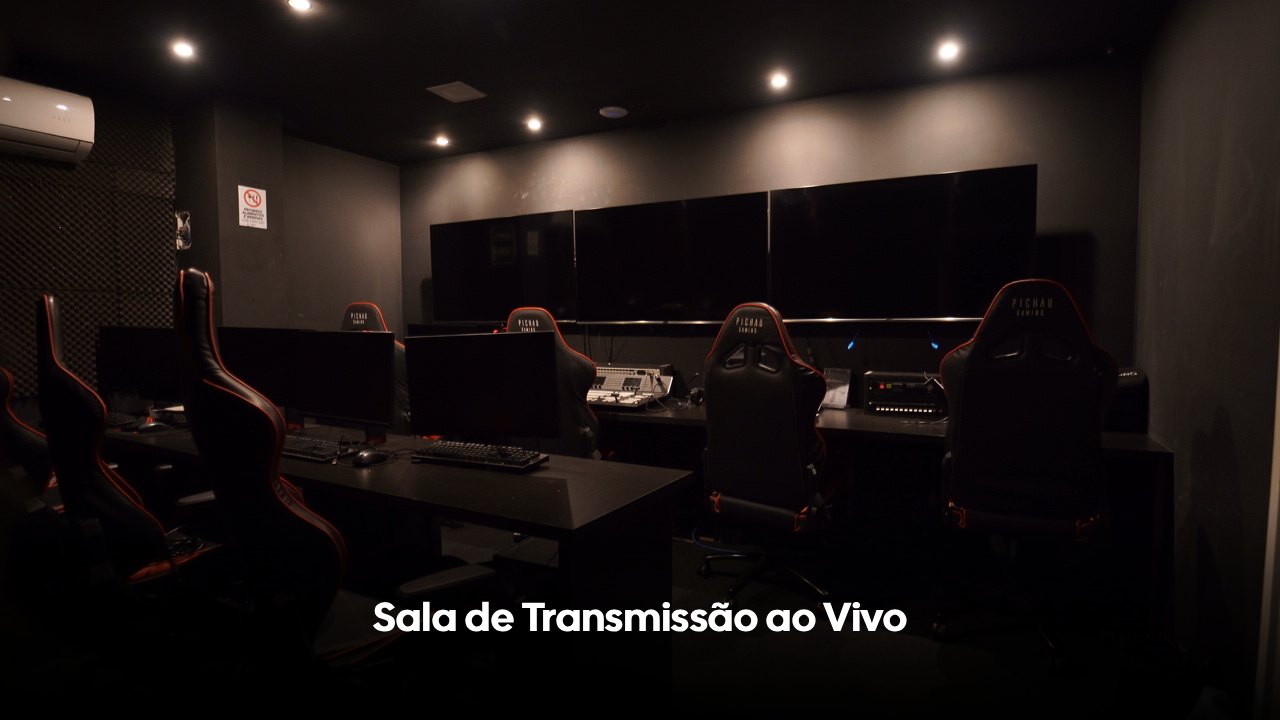 Estrutura de broadcast do BlackFrame Studios para transmissão ao vivo