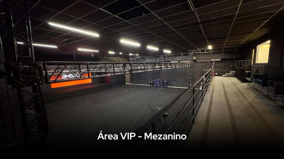 Mezanino do estúdio BlackFrame Studios, ângulo da área de produção